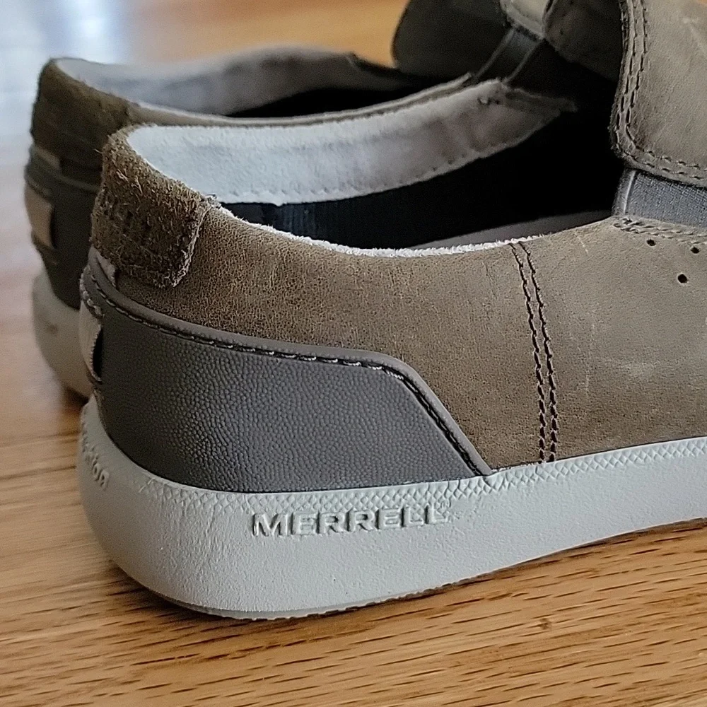 Merrell Cloudy Brown Leather Slides